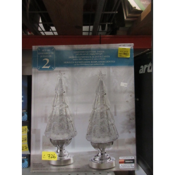 2 Packs of 2 LED Illuminated 14" Glitter Trees
