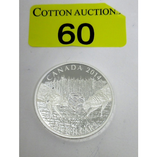 1 Oz .9999 Silver 2014 "White Tailed Deer: A Challenge" Coin 