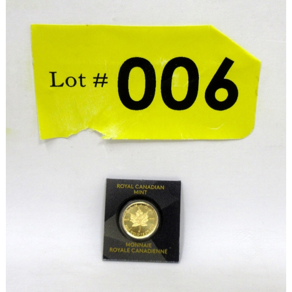 1 Gram .9999 Fine Gold 2015 Maple Leaf Coin 