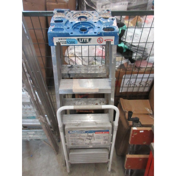 2-Step Folding Stool & Two 4' Aluminum Step Ladders
