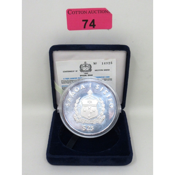 5 Oz .999 Silver 1986 Western Samoa Commemorative Coin  