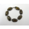 Image 1 : 8" Sterling Silver Oval Link Amber Resin Bracelet