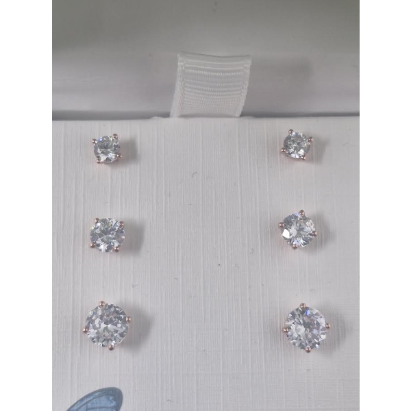 Brand New Set of 3 Sterling Silver Cubic Zirconia Earrings