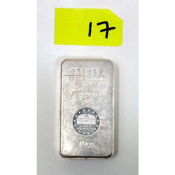 10 Oz .999+ Silver GEIGER Edelmetalle Bar 
