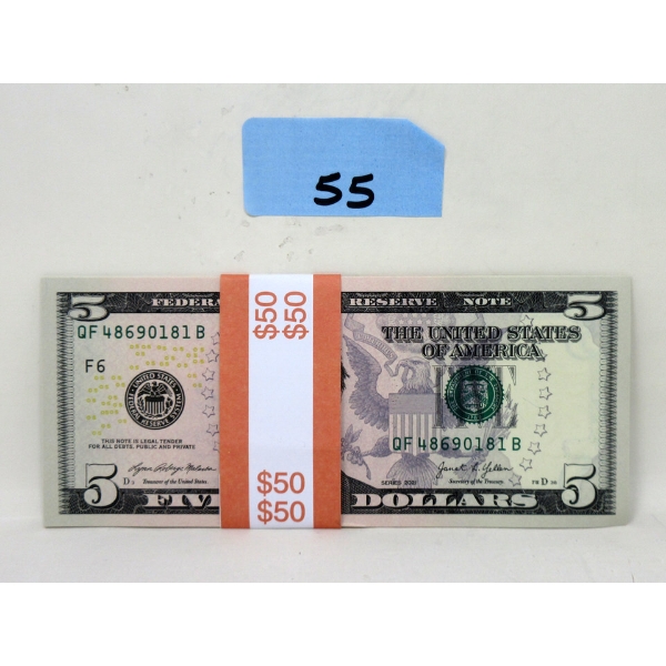 10 x $5 USD Uncirculated Bundle 
