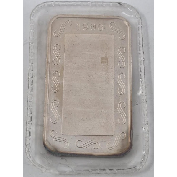 1 Oz .999+ Silver 1993 Season's Greetings Bar