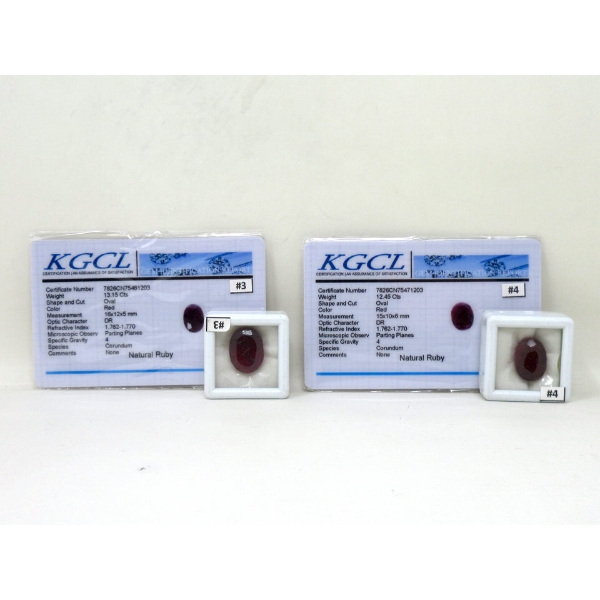 One 13.13 CT and One 12.45 CT Faceted Natural Ruby