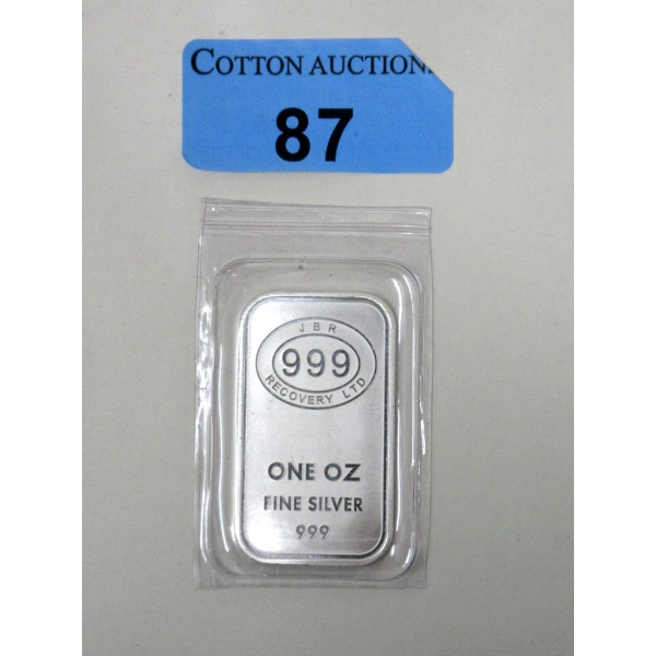 1 Oz .999 Silver JBR Ethically Sourced Bar