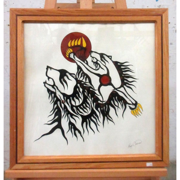 Original Roger Niesman Painting - "Wolf Mate" 