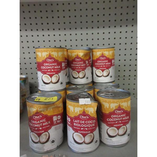19 x 400 ml Cha's Organic Coconut Milk - Dented Tins