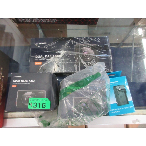 1 Digital Charger & 3 Assorted Dash Cams