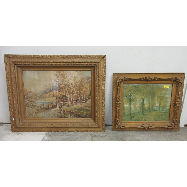 2 Large Framed Vintage Landscape Prints