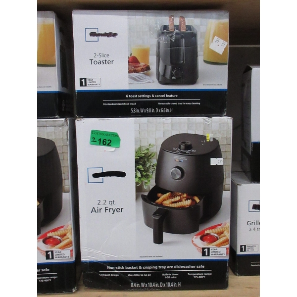 Mainstays 2-Slice Toaster & 2.2 QT Air Fryer - Black