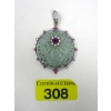 Image 1 : Large Jade & Crystal Pendant with Enhancer Bail