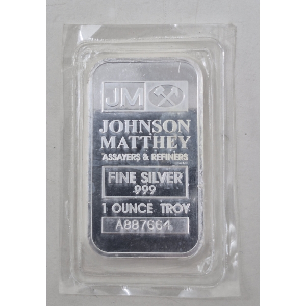 1 Oz .999 Silver Johnson Matthey Bar