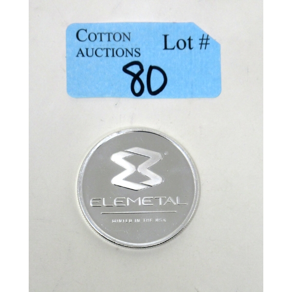 1 Oz .999 Silver Elemetal Round 