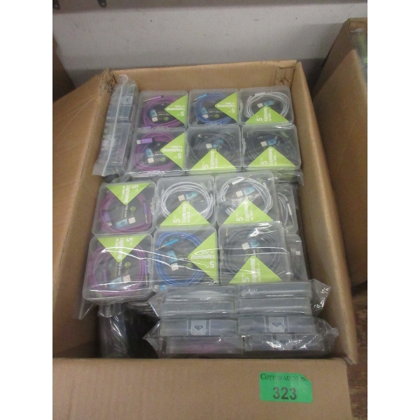 Case of 80 New 5' Braided Lightning to Aux 3.5 Cables