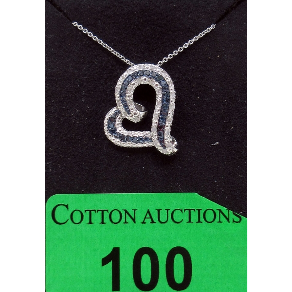1/2 CT Blue & White Diamond Heart Pendant