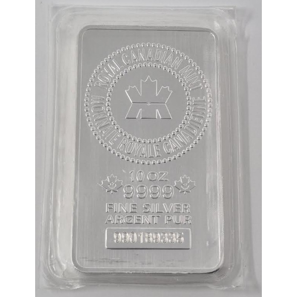 10 Oz .9999 Silver Royal Canadian Mint Bar 