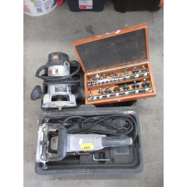 Biscuit Joiner, Router & Router Bits in Case