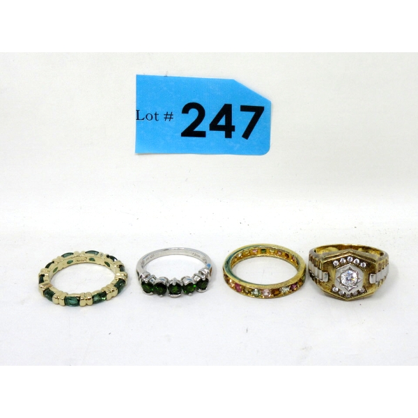 Four .925 Sterling Silver Rings - Sizes 9 & 10
