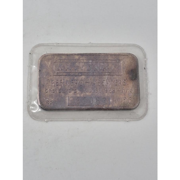 1 Oz .999+ Silver National Refiners-Assayers Bar