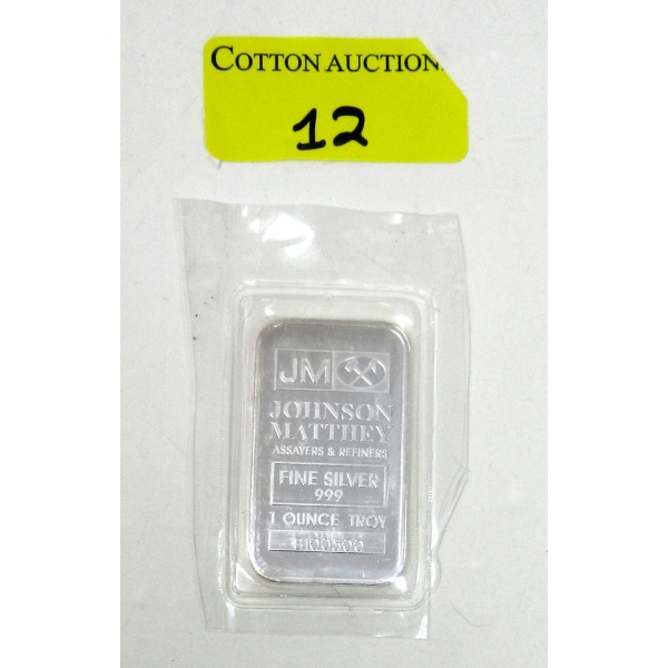 1 Oz .999 Silver Johnson Matthey B-Series #100500 Bar 
