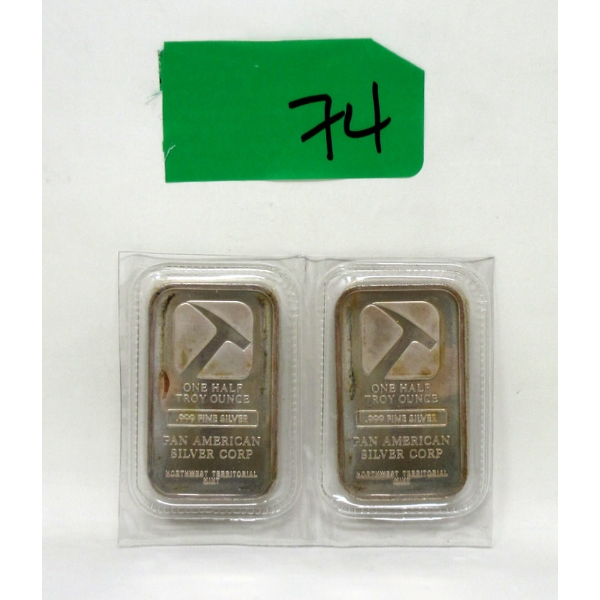 2 x 1/2 Oz .999 Silver Pan American Bars 