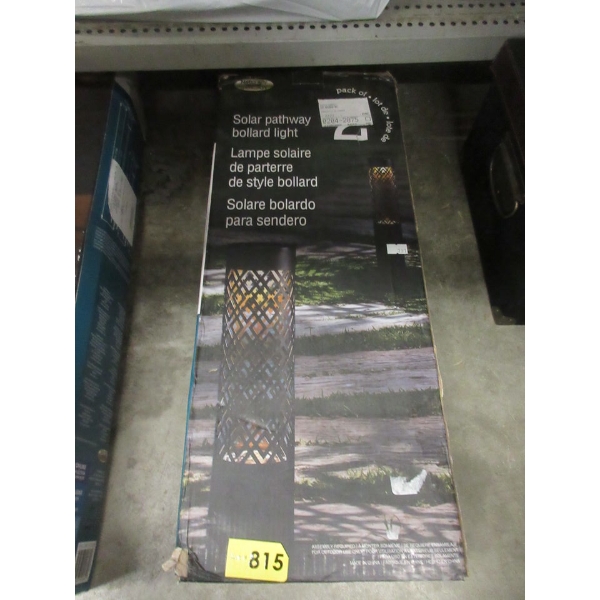 Set of 2 Solar Pathway Bollard Lights - Black Finish