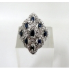 Image 2 : Multi-Sapphire & Diamond Sterling Silver Ring 