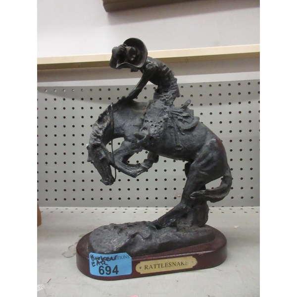 Remington Replica  Rattlesnake  Resin Statue 