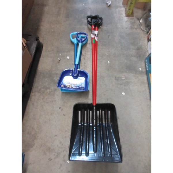 2 Snow Shovels & 3 Kid's Shovels - Appear to be new