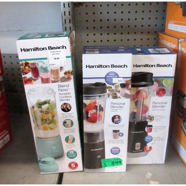 3 Hamilton Beach Personal Blenders - Assorted