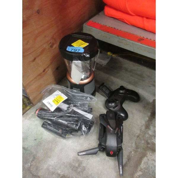 Drone, Duracell Lantern & Duracell LED Flashlight 