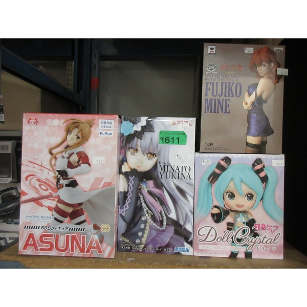 4 Anime Figurines in Original Boxes - Appear to be New