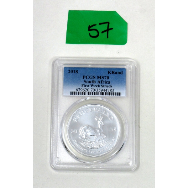 Certified 1 Oz .999 Silver 2018 First Week Struck Krugerrand Coin 