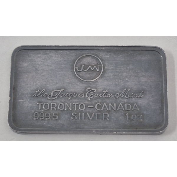 1 Oz .9995 Silver Jacques Cartier Mint Bar 