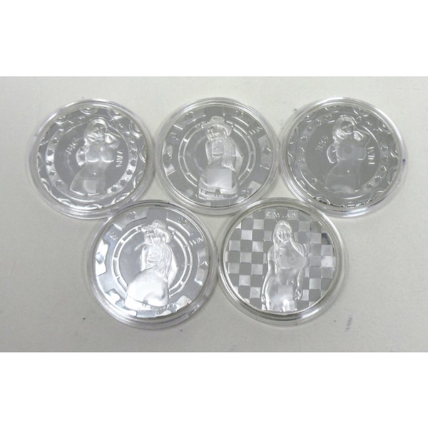 5 x Silver Clad NUDE Girl Art Rounds