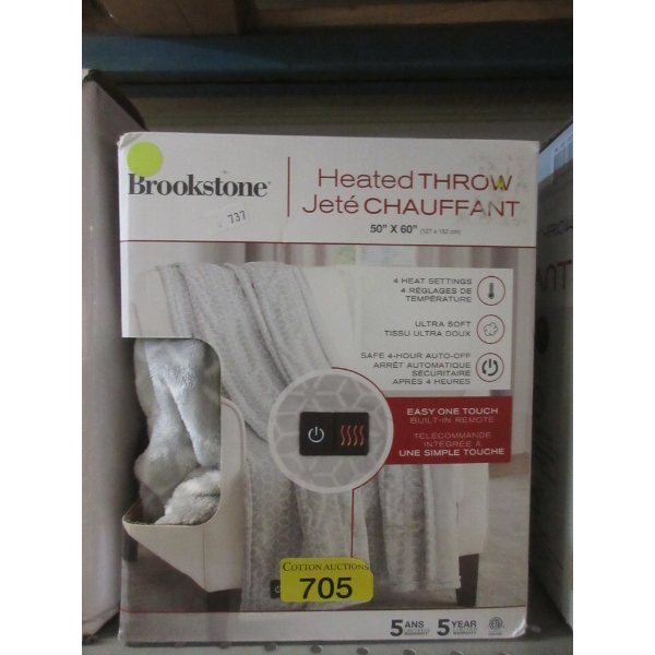 Brookstone 50" x 60" Heated Throw - Grey Pattern