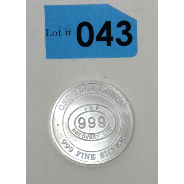 1 Oz .999 Silver JBR Ethically Sourced Silver Round 