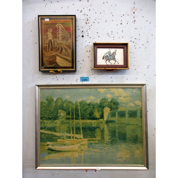 3 Framed Vintage Wall Art - Largest is 24" x 18"