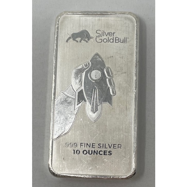 10 Oz Wall Street Silver Squeeze .999 Silver Bar 
