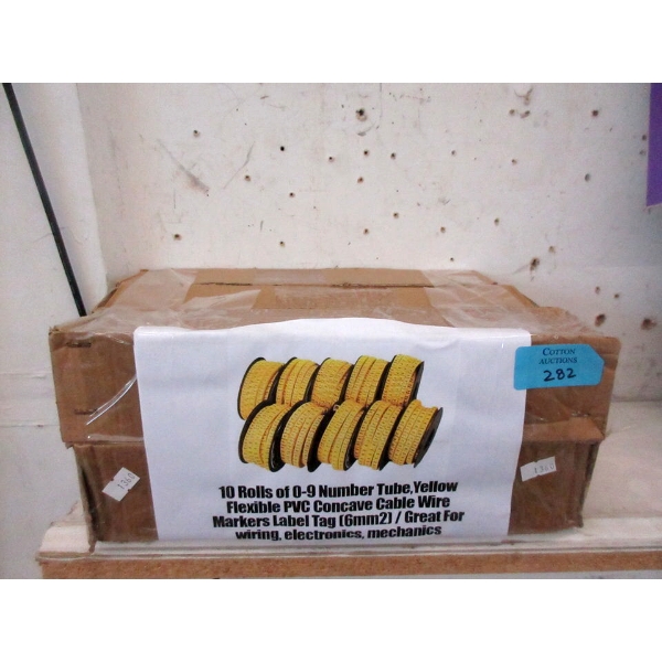 Box of 10 Rolls of 0-9 Numbered Wire Label Tag