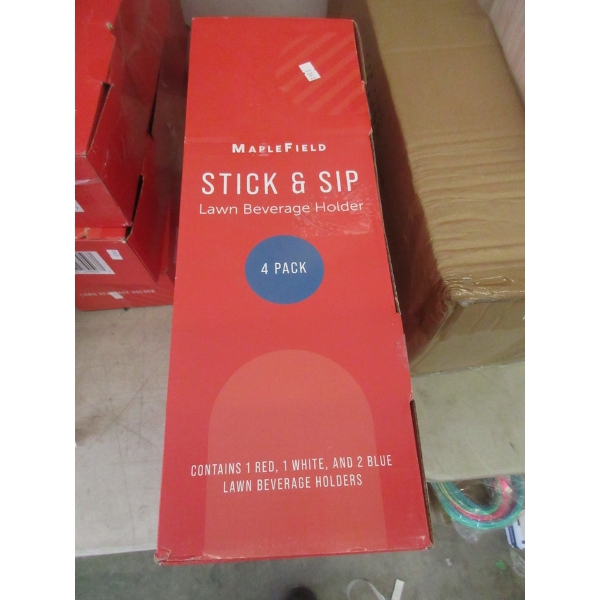 3 New Sets of 4 Stick & Sip Lawn Beverage Holders