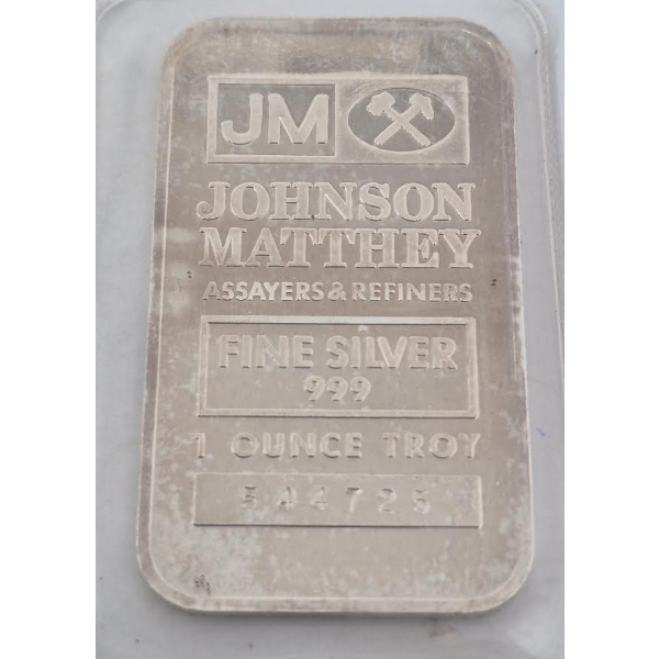 1 Oz .999 Silver JM Johnson Matthey Bar