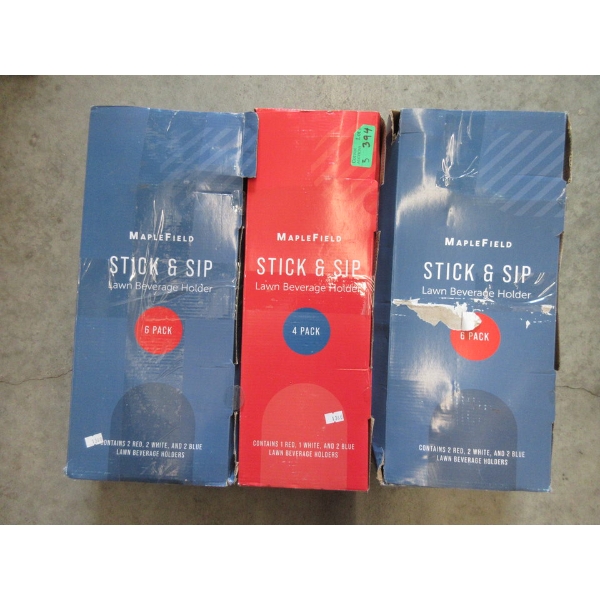 3 Boxes of Stick & Sip Lawn Beverage Holders