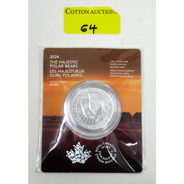 1 Oz .9999 Silver The Majestic Polar Bears Coin 