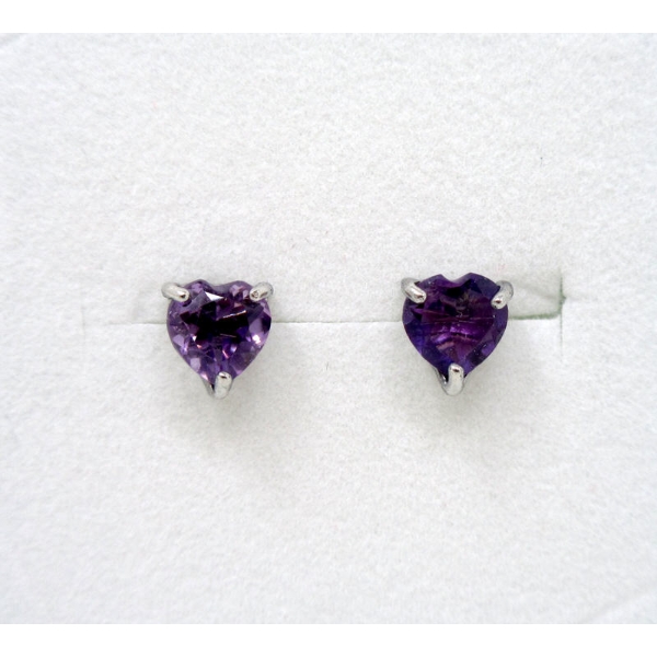 New Purple Amethyst Heart Cut Earrings 