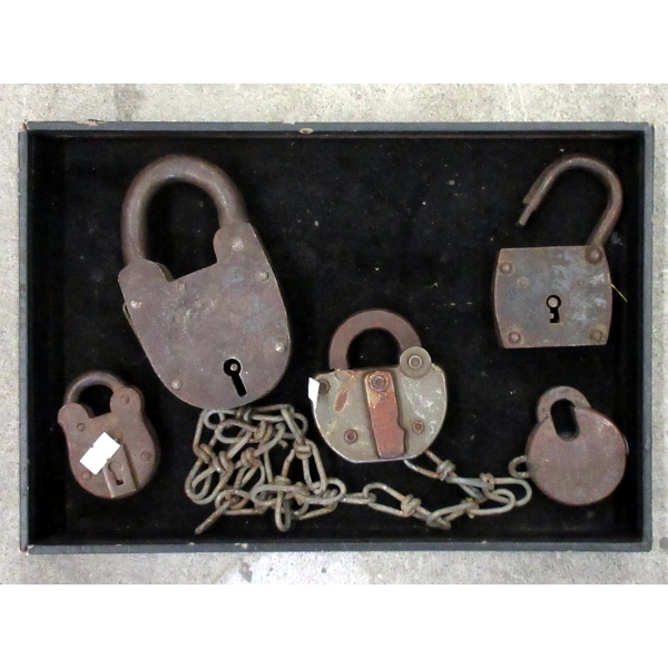 3 Medium & 2 Large Vintage Padlocks