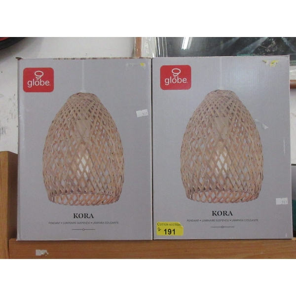 2 Kora Pendant Lights by Globe - Bamboo Shade